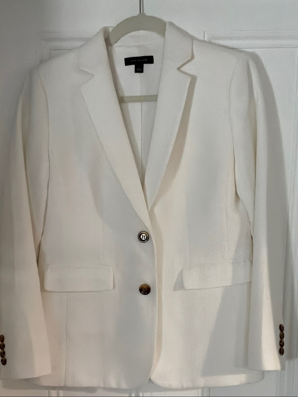 Ann Taylor White Single-Breasted Tailored Blazer